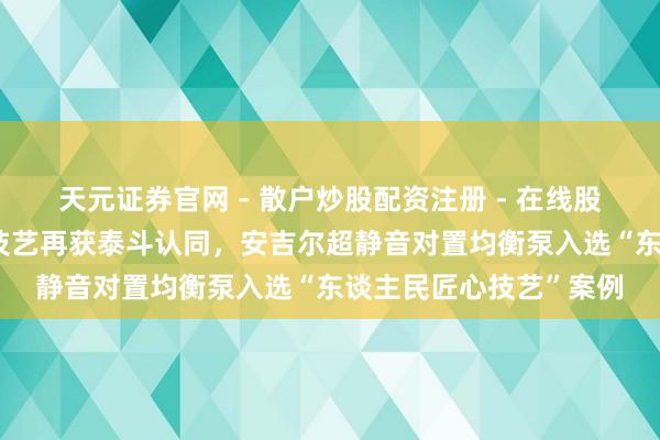天元证券官网 - 散户炒股配资注册 - 在线股票如何杠杆开户 跨越技艺再获泰斗认同，安吉尔超静音对置均衡泵入选“东谈主民匠心技艺”案例
